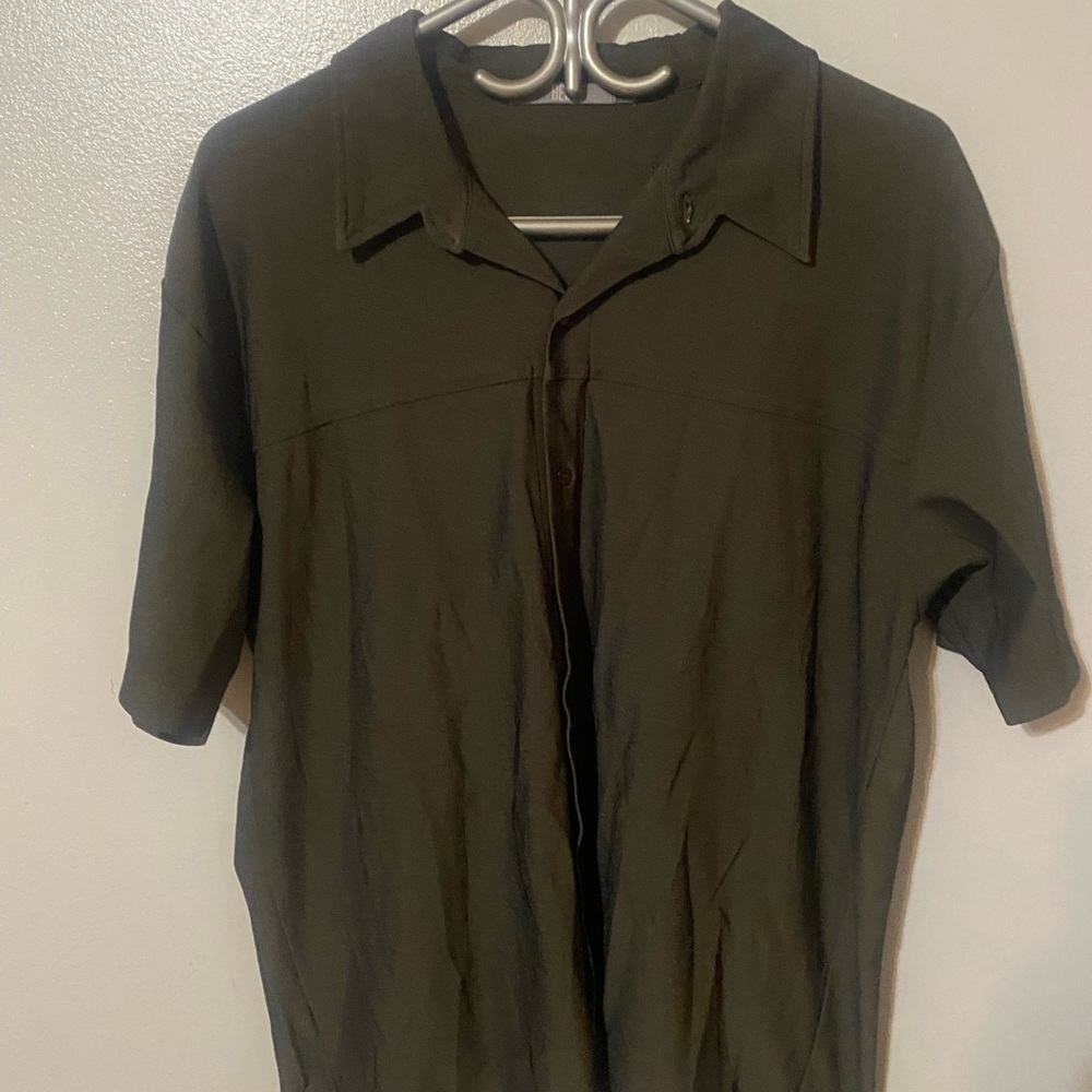 Olive Green Button-Up Shirt